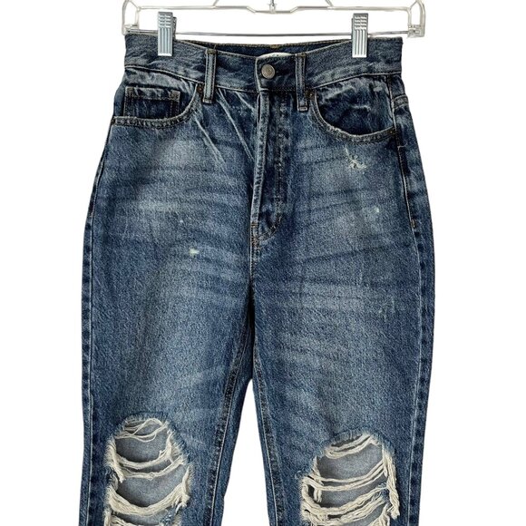 PacSun Button Fly Jeans Womens Size 24 Waist Ultra High Rise Slim Distressed - Picture 3 of 13